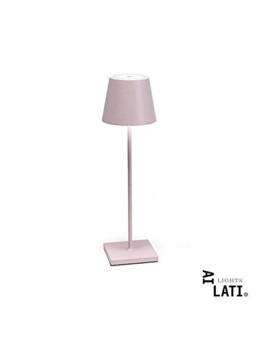 Poldina Pro pink led table lamp rechargeable and dimmable with battery up to 9 hours. IP54 outdoor.