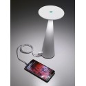 Led table lamp Dama white rechargeable with battery up to 9 hours. IP54 outdoor. USB input and powerbank function.
