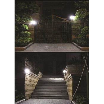 Twilight 2000lm solar led wall spotlight with presence sensor and remote control. From outside.