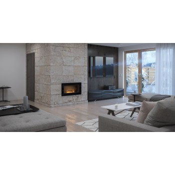 Frame 900 SimpleFire built-in bio-fireplace in bioethanol with a 1 liter burner. Wall recessed fireplace.