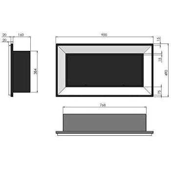 Frame 900 SimpleFire built-in bio-fireplace in bioethanol with a 1 liter burner. Wall recessed fireplace.