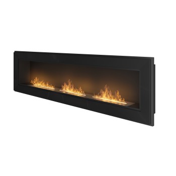 Frame 1800 SimpleFire recessed wall bio-fireplace in bioethanol with three burners.