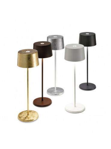 Led table lamp Olivia Pro Gold Leaf rechargeable and dimmable with battery up to 9 hours. IP65 outdoor.