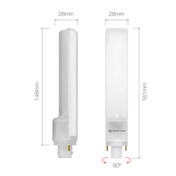 Lampadina a led con attacco G24 ideale per sostituire le lampadine fluorescenti, da 10watt.