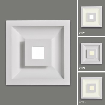 Square recessed LED spotlight with direct and indirect light. 7x3watt, modern spotlight for residential environments.