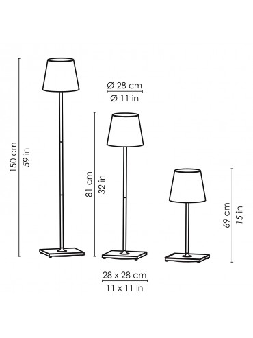 Poldina Pro XXL White led floor lamp rechargeable and dimmable with battery up to 15 hours. IP54 outdoor.