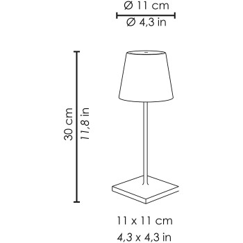Poldina Mini Pro White led table lamp rechargeable and dimmable with battery up to 9 hours. IP54 outdoor.