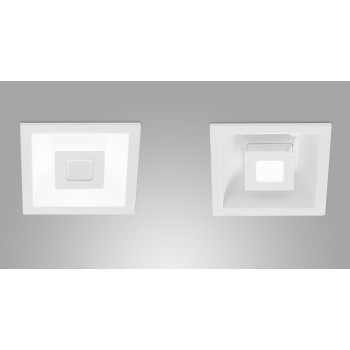 Square recessed LED spotlight with direct and indirect light. 15 + 7watt, modern spotlight for residential environments.