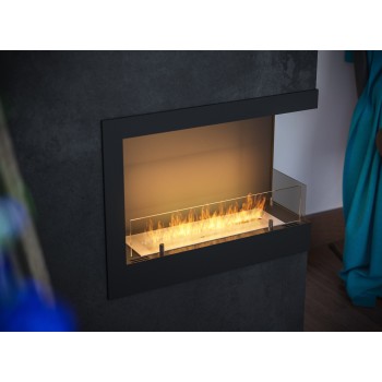 Corner 600 Right SimpleFire corner built-in bio-fireplace in bioethanol with a 1 liter burner. Built-in fireplace. Black.