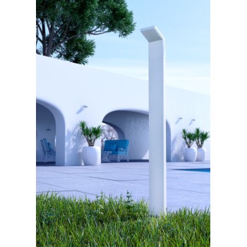 9w white outdoor led pole. Very modern. IP54. Height 110cm. Ideal for sidewalks, gardens and patios.