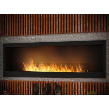 Inside 1500 InFire bioethanol built-in bio-fireplace with a 3-liter burner. Wall recessed fireplace.