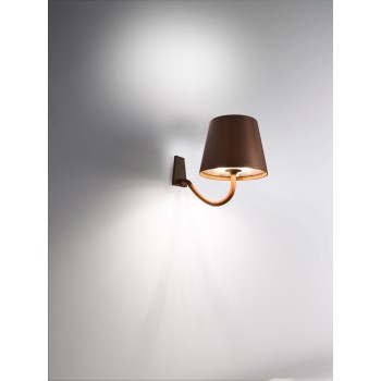 Poldina Corten rechargeable and dimmable led wall lamp with battery up to 9 hours. IP54 outdoor.