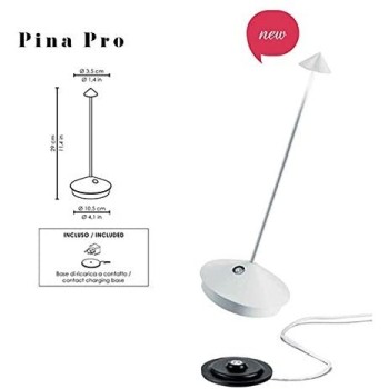 Pina Pro Bianca rechargeable and dimmable led table lamp with battery up to 9 hours. IP54 outdoor.