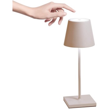Led table lamp Poldina Mini Pro Sand rechargeable and dimmable with battery up to 9 hours. IP54 outdoor.