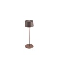 Rechargeable and dimmable Olivia Pro Corten led table lamp with battery up to 9 hours. IP65 outdoor.