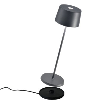 Led table lamp Olivia Pro Dark Gray rechargeable and dimmable with battery up to 9 hours. IP65 outdoor.