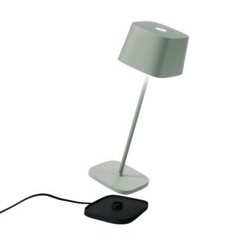 Ofelia Pro sage rechargeable and dimmable led table lamp with battery up to 9 hours. IP65 outdoor.