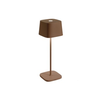 Ofelia Pro Corten rechargeable and dimmable led table lamp with battery up to 9 hours. IP65 outdoor.