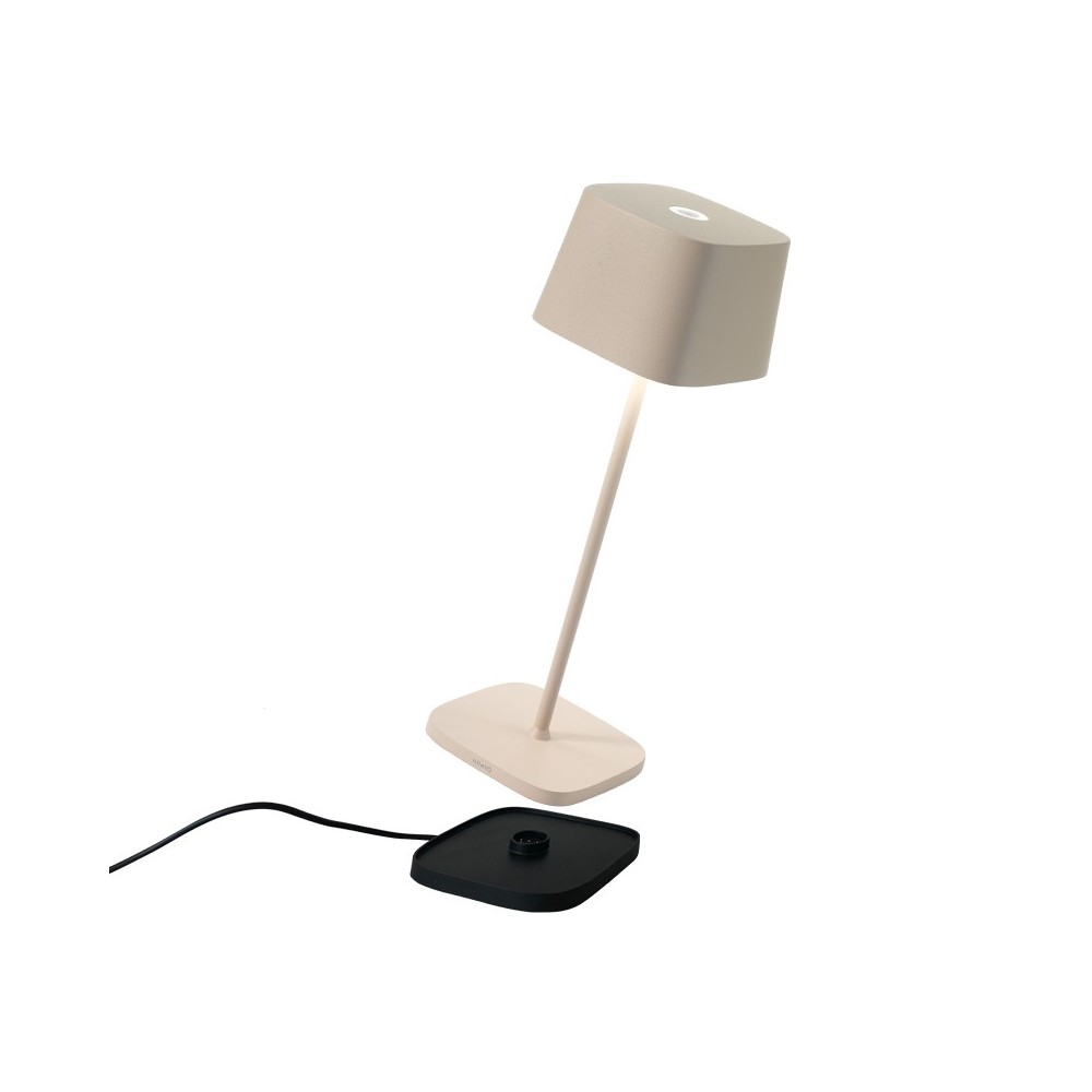 Ofelia Pro Sabbia led table lamp rechargeable and dimmable with battery up to 9 hours. IP65 outdoor.