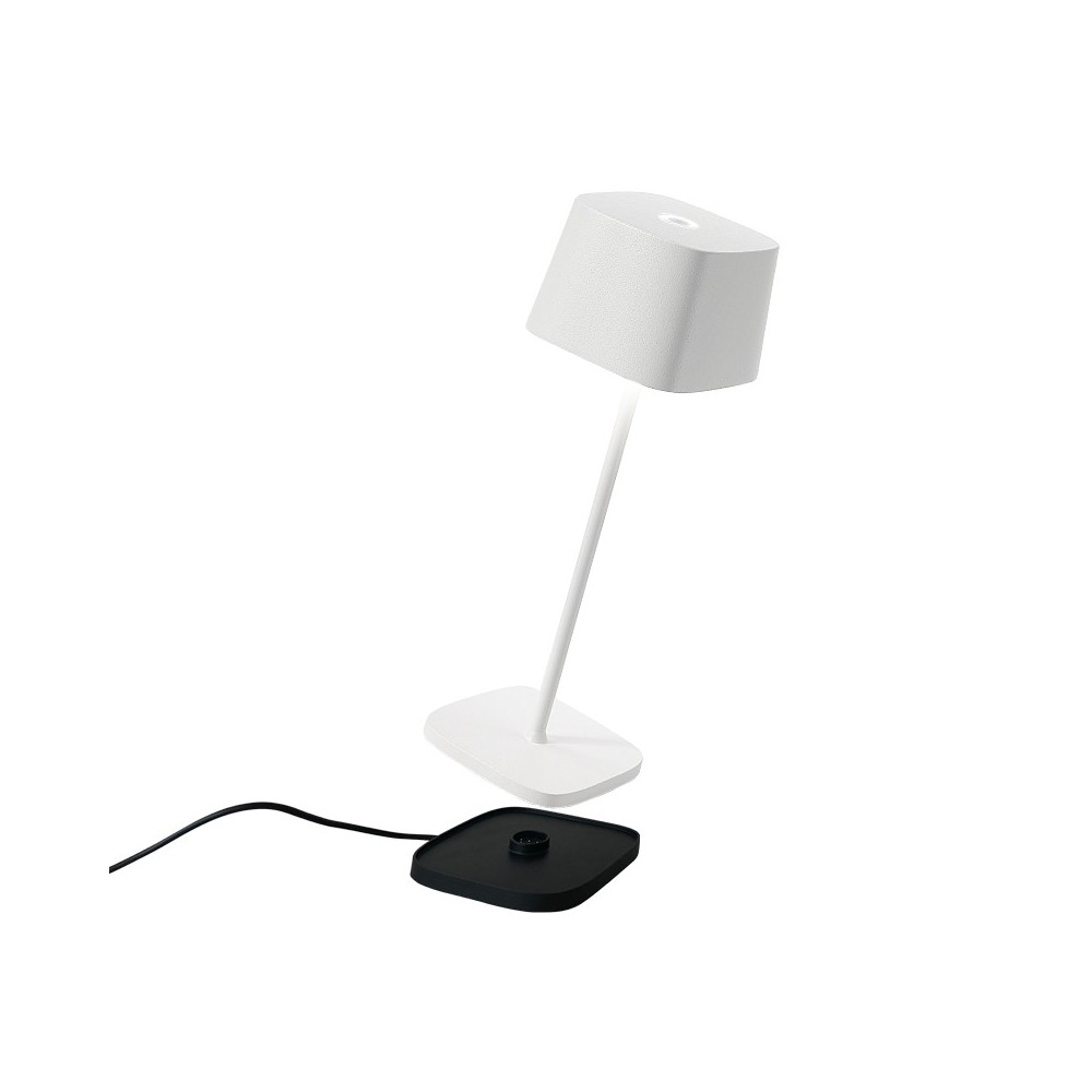 Ofelia Pro Bianca rechargeable and dimmable led table lamp with battery up to 9 hours. IP65 outdoor.