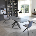 Modern extendable table up to 240cm graphite gray, ceramic top. Two extensions, high quality. Stones OM/313/GR.