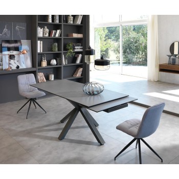 Modern extendable table up to 240cm graphite gray, ceramic top. Two extensions, high quality. Stones OM/313/GR.