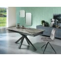 Modern extendable table up to 240cm anthracite marble color, ceramic top. Two extensions, high quality. Stones OM/313/MG