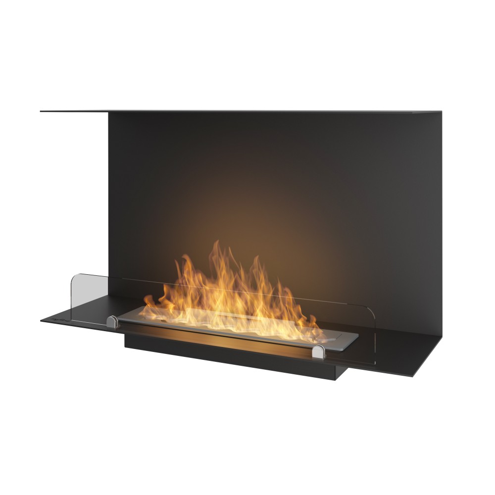 Bioethanol Built-in Design Fireplace C800 Version 1, with Open Glass on 3 Sides. Single burner.