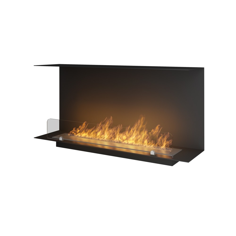 Bioethanol Built-in Design Fireplace C1000 Version 1, with Open Glass on 3 Sides. Single 2 liter burner.