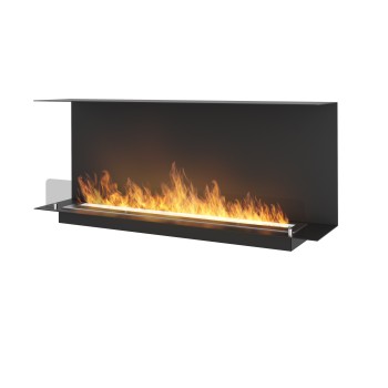 Bioethanol Built-in Design Fireplace C1200 Version 1, with Open Glass on 3 Sides. Single burner of 3 liters.