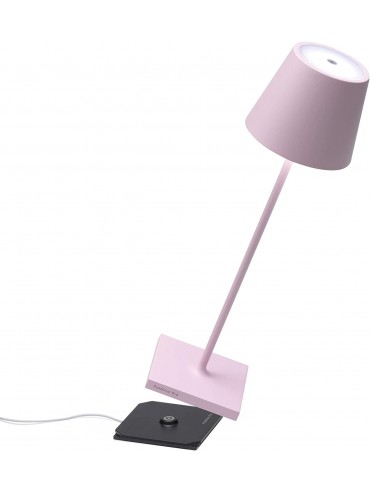 Poldina Pro pink led table lamp rechargeable and dimmable with battery up to 9 hours. IP54 outdoor.
