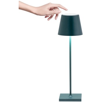Poldina Dark Green led table lamp rechargeable and dimmable with battery up to 9 hours. IP54 outdoor.