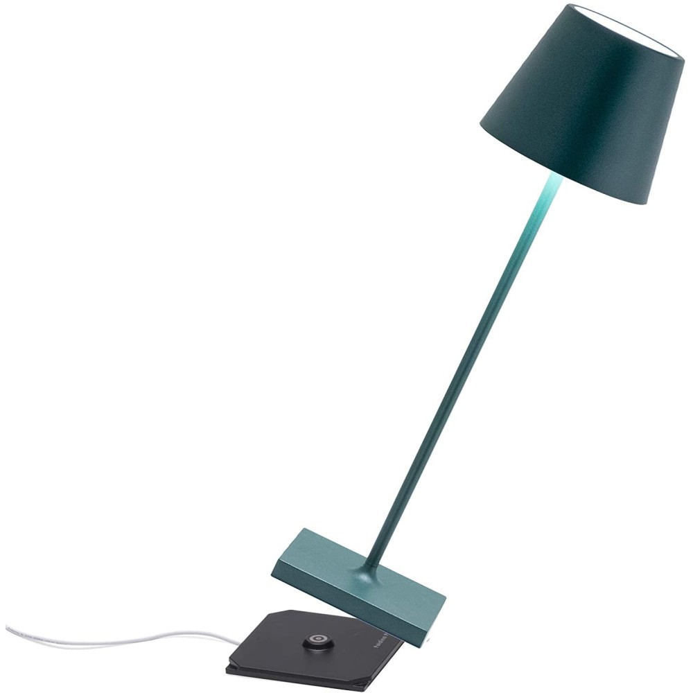 Poldina Dark Green led table lamp rechargeable and dimmable with battery up to 9 hours. IP54 outdoor.