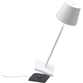 Poldina Pro Bianca rechargeable and dimmable led table lamp with battery up to 9 hours. IP54 outdoor.