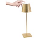 Led table lamp Poldina Pro gold leaf rechargeable and dimmable with battery up to 9 hours. IP54 outdoor.
