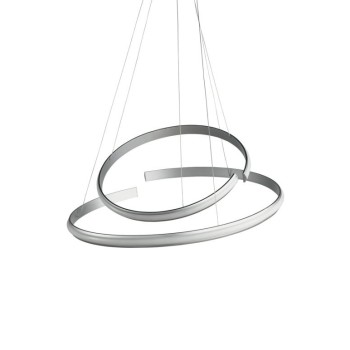 Led pendant lamp Sigma GR by Ondaluce 40w 4000lm. Dimmable chandelier, silver color.