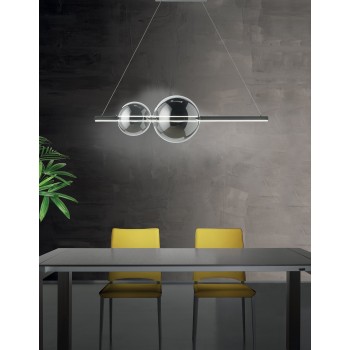 Led suspension lamp in metal and blown glass Fufi di Ondaluce 45w 4500lm Dimmable. Black, SO.FUFI / NERO.