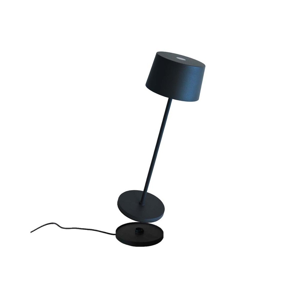 Led table lamp Olivia Pro Matt Black rechargeable and dimmable with battery up to 9 hours. IP65 outdoor.