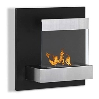 Firewall suspended wall bio-fireplace, very modern, in glass and metal. With an autonomy of up to 5 hours.