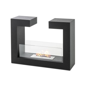 Modern portable floor bio-fireplace Tete a tete Black, autonomy up to 3 hours. Bioethanol fireplace