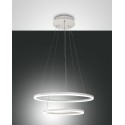 Giotto led chandelier 52watt white 3508-45-102 Fabas. Suspension lamp in white metal and methacrylate diffuser.