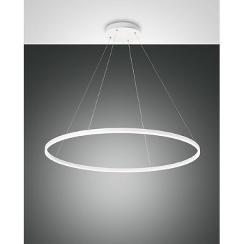 Giotto led chandelier 60watt white 3508-46-102 Fabas. Suspension lamp in white metal and methacrylate diffuser.