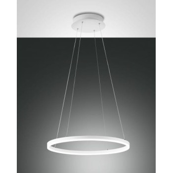 Giotto led chandelier 36watt white 3508-40-102 Fabas. Suspension lamp in white metal and methacrylate diffuser.