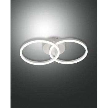 Giotto led ceiling light 36watt white 3508-22-102 Fabas. Ceiling lamp in white metal and methacrylate diffuser.