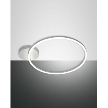 Giotto ceiling light with modern LED 36watt white 3508-61-102 Fabas. Ceiling lamp in white metal and methacrylate diffuser.