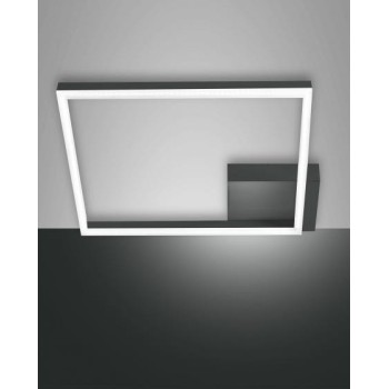 Modern LED ceiling light Bard 39watt anthracite 3394-61-282 Fabas. Ceiling lamp in anthracite metal and methacrylate diffuser.