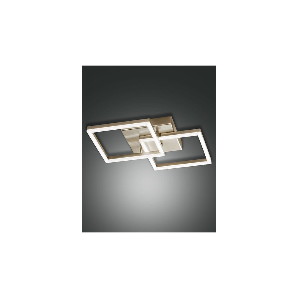 Modern LED ceiling light Bard 39watt matt gold 3394-22-225 Fabas. Ceiling lamp in matt gold metal and methacrylate diffuser.