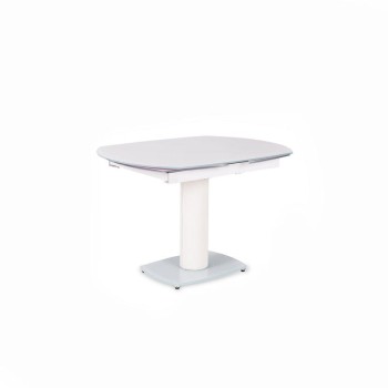 Kyoto modern extendable table up to 180cm white color tempered glass top with two extensions. Stones OM / 148 / B