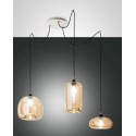 Led suspension lamp in metal and blown glass Fiona 3496-47-125 color Amber E27 3X27W.