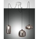 Led suspension lamp in metal and blown glass Fiona 3496-47-126 smoked color E27 3X27W.
Fabas Luce 3496-47-126.